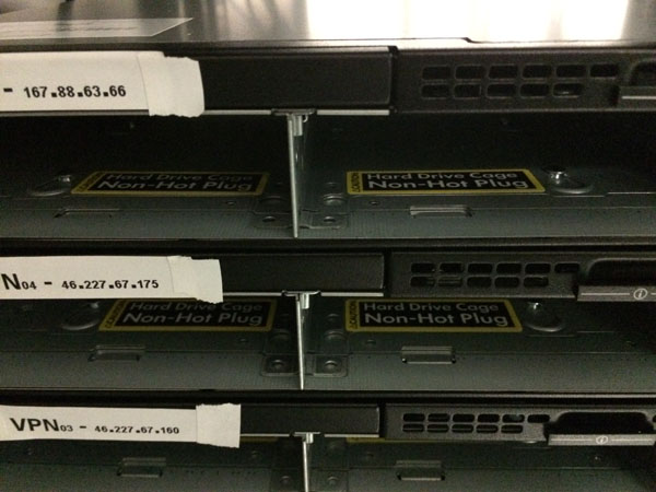A closer look at the front of the servers