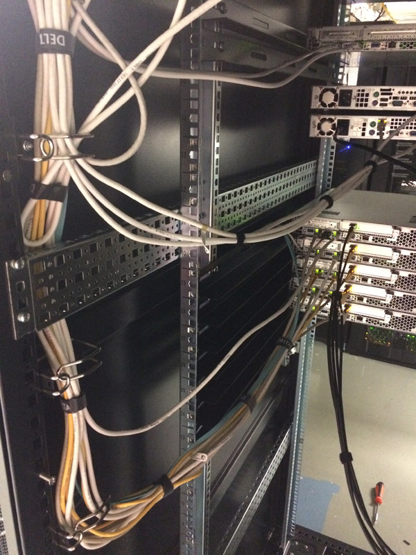  Cabling on the left-hand side of the server rack